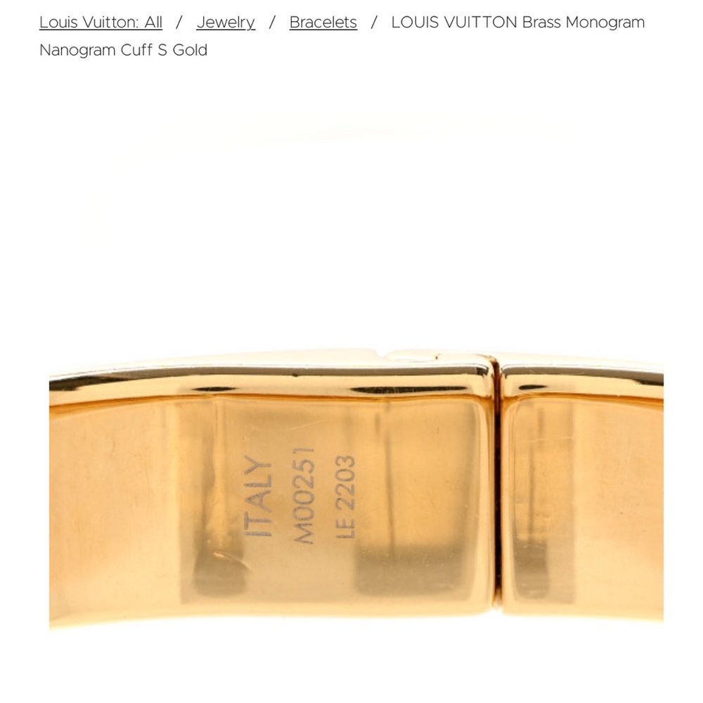 Louis Vuitton Brass Nanogram cuff 💕 - Picture 4 of 13
